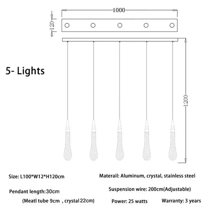 Modern gold crystal tear drop led pendant light with sleek aluminum frame and stainless steel accents for tear drop ceiling decorbites crystal tear
