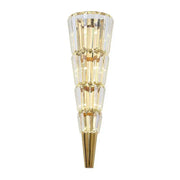 A modern gold crystal torch wall lamp with stacked faceted crystal tiers and gold metal for living room decorbites wall lamp