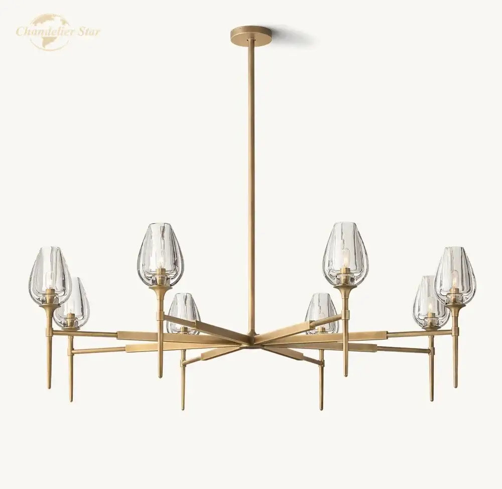 Modern gold crystal tulip chandelier pendant light with clear glass shades and geometric frame for dining room decorbites crystal tulip