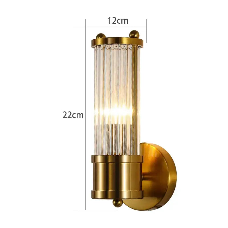 Modern gold crystal wall lamp with vertical glass rods 22cm height decorbites crystal wall lamp for bedroom decor