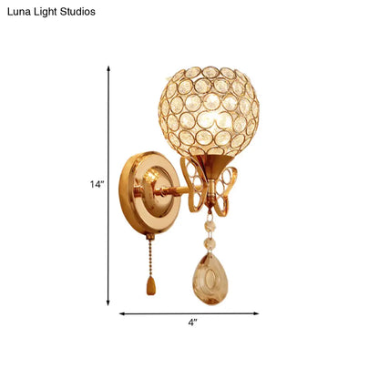 DecorBites™ DecorBites™ Modern Gold Crystal Wall Light Fixture with 1 Bulb