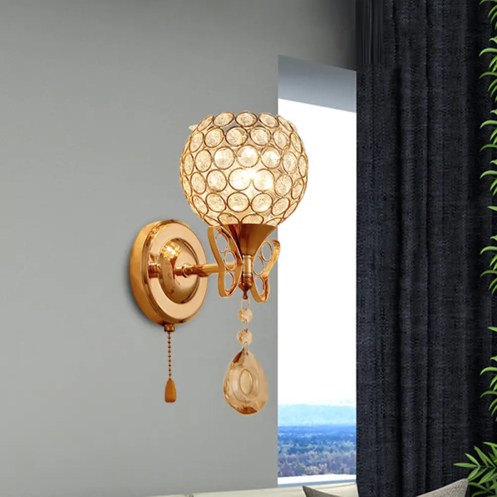 DecorBites™ DecorBites™ Modern Gold Crystal Wall Light Fixture with 1 Bulb