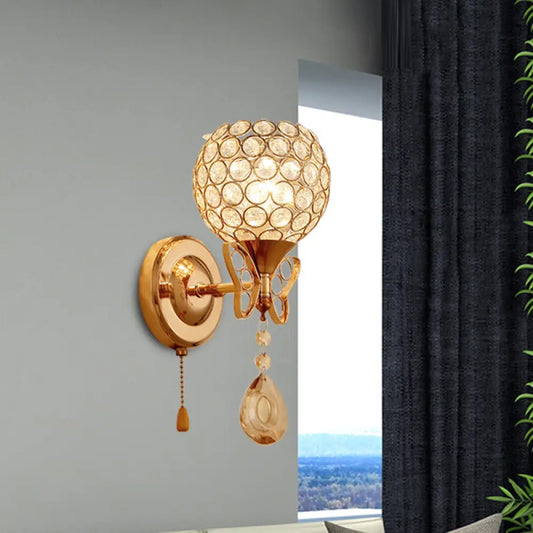 DecorBites™ DecorBites™ Modern Gold Crystal Wall Light Fixture with 1 Bulb