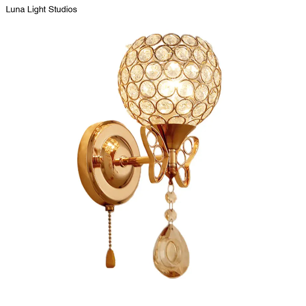 DecorBites™ DecorBites™ Modern Gold Crystal Wall Light Fixture with 1 Bulb