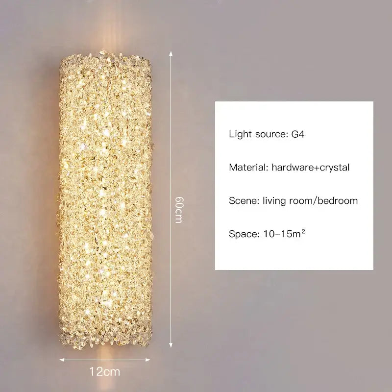 Modern gold crystal wall lights sconce featuring dense sparkling gold-toned crystals for bedroom night light decorbites crystal wall decor