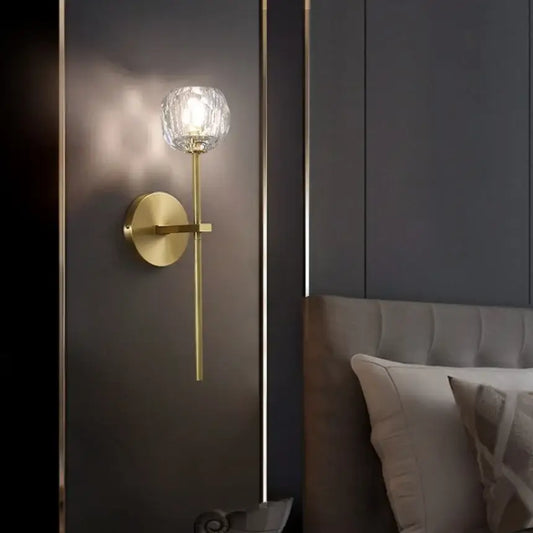Modern gold crystal wall sconce with faceted crystal globe shade decorbites crystal wall bedroom led fixture