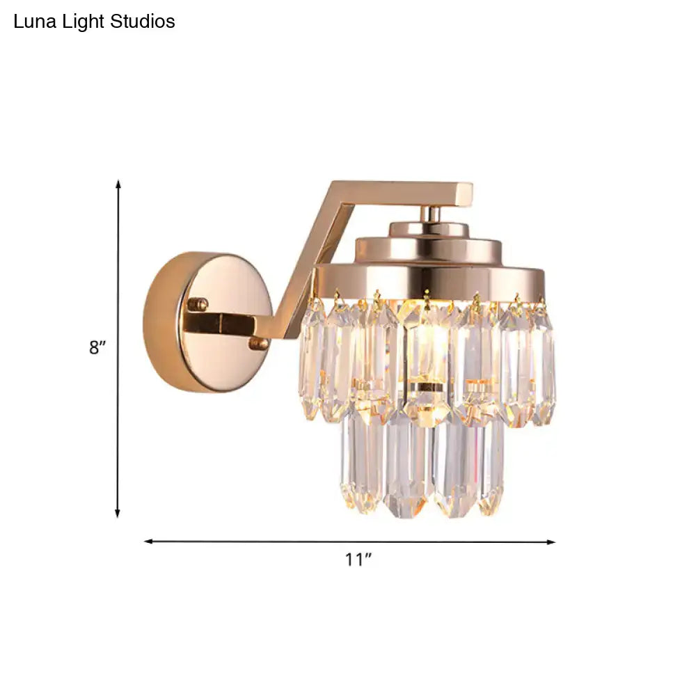 Modern gold crystal wall sconce with cascading prisms led lighting fixture compatible with 220v-240v 110v-120v bulbs