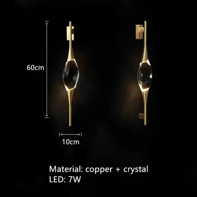 Modern gold crystal wall sconce with faceted crystal centerpiece in gold-toned copper for elegant decorbites crystal wall lighting