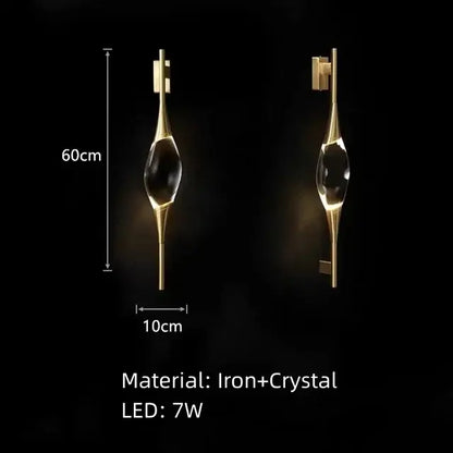 Modern gold crystal wall sconce with a faceted teardrop crystal centerpiece for bedroom decorbites crystal wall lighting