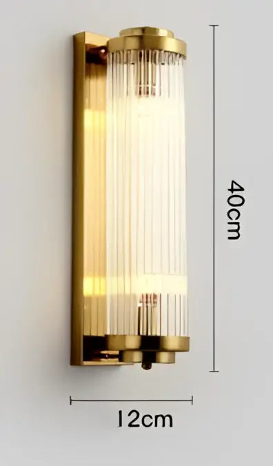 Modern gold crystal wall sconce lamp with vertical glass prisms for elegant bedroom decorbites crystal wall lighting