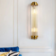 Modern gold crystal wall sconce lamp with vertical glass rods and sleek design for bedroom decorbites crystal wall lighting