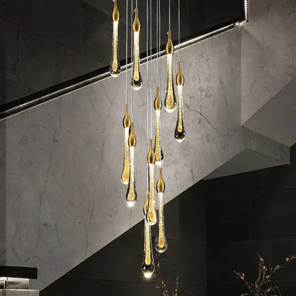 Elegant gold and black teardrop crystal water drop chandelier with modern cascading design for bedroom decorbites crystal water
