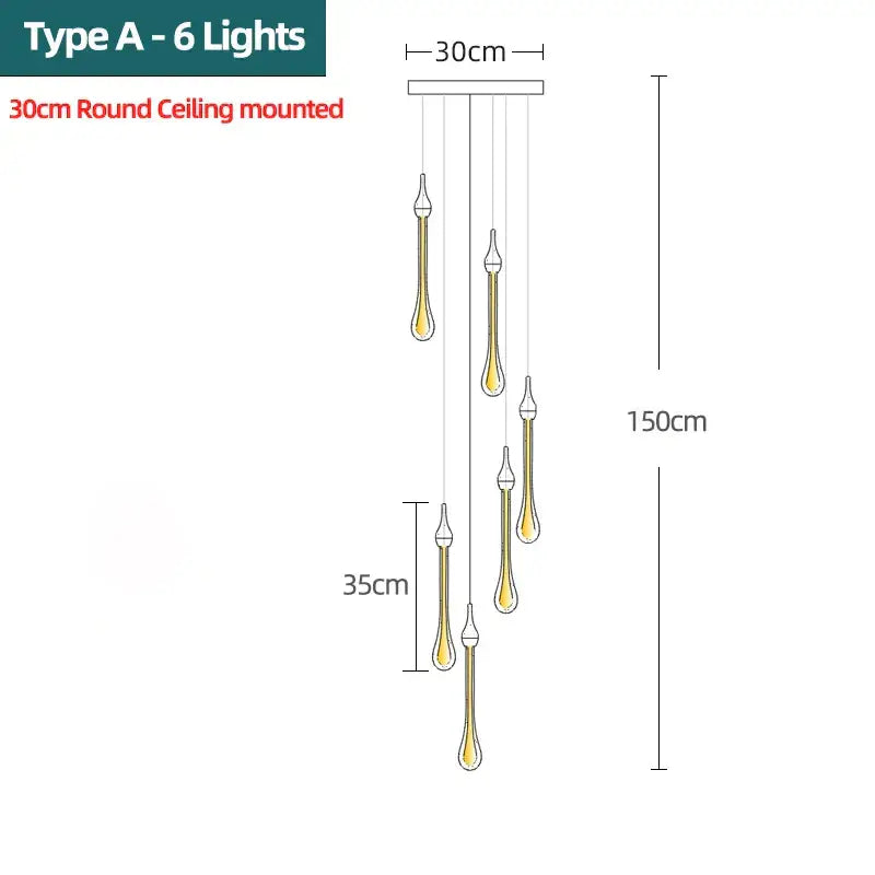 A modern gold crystal water drop chandelier with six teardrop glass shades for elegant bedroom lighting decorbites crystal water