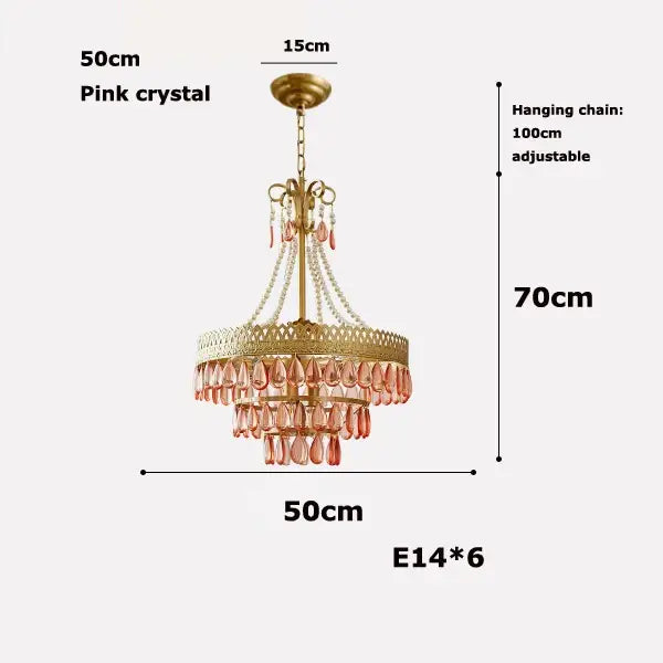 Modern gold crystal water drop chandelier with pink glass beads and decorative lattice frame for elegant foyer decorbites crystal water drop