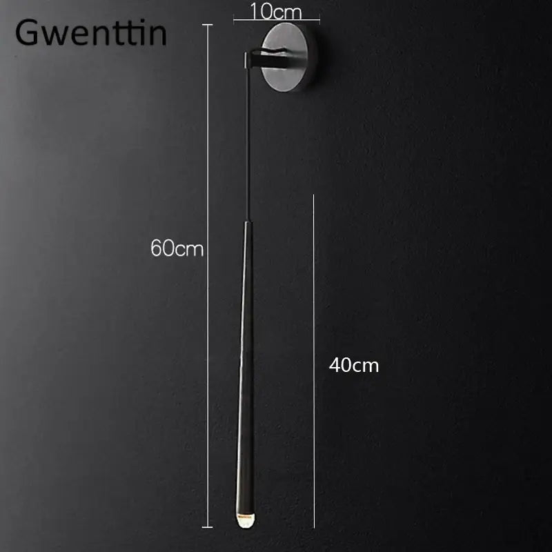 Modern black minimalist wall sconce with sleek teardrop lampshade and circular base for decorbites crystal water drop wall use