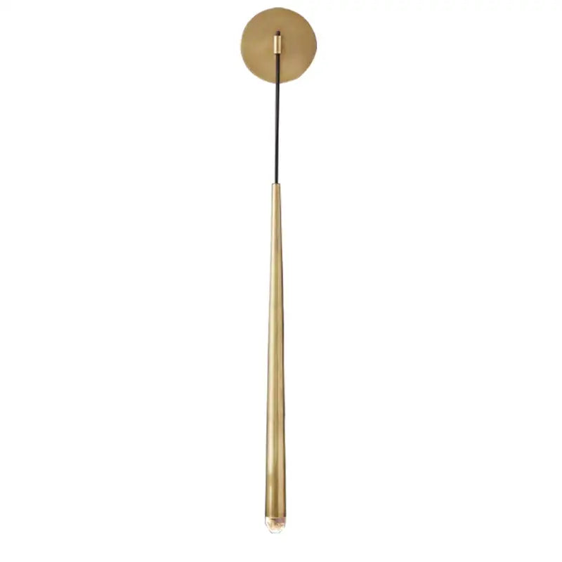 Modern gold crystal water drop wall sconce with brass finish, cylindrical stem, and circular mounting plate for bedroom decorbites crystal water