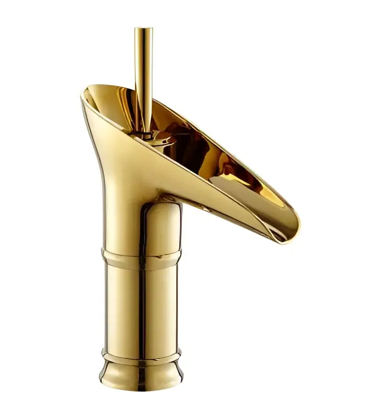 Modern gold crystal wine glass basin faucet with bamboo-style waterfall design for elegant bathroom decorbites crystal wine use