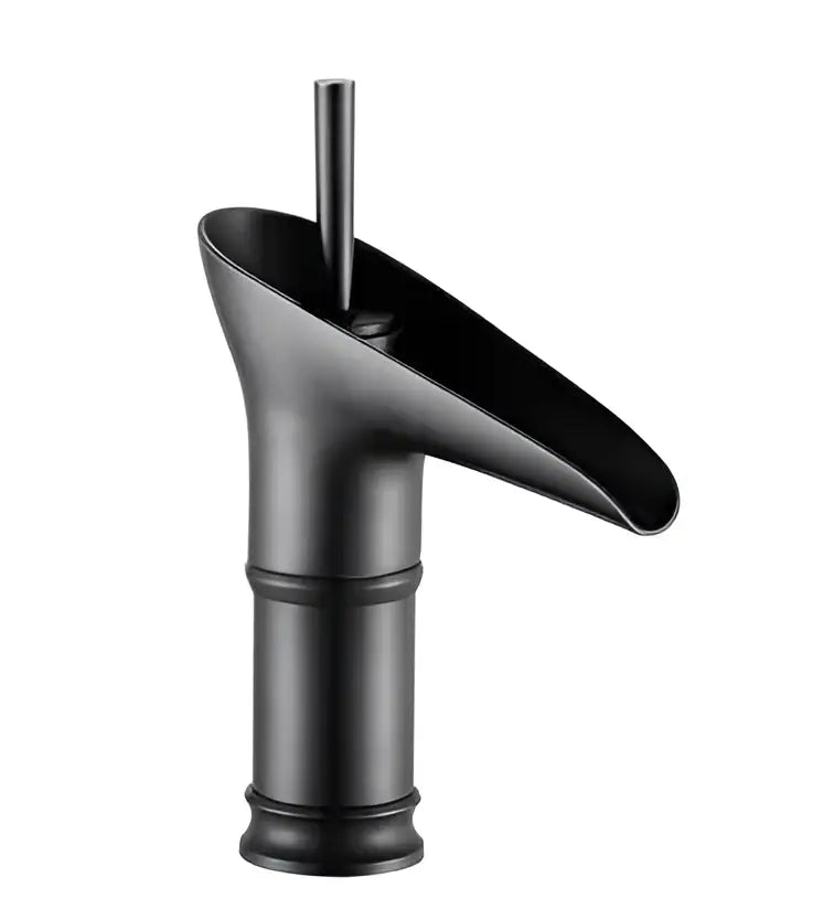 Black matte-finish bamboo-style basin faucet inspired by decorbites crystal wine glass for modern bathroom use