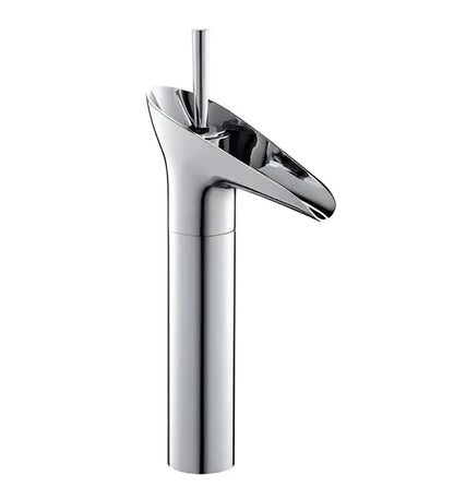 Chrome-finished basin faucet with sleek modern waterfall design for decorbites crystal wine glass bathroom use
