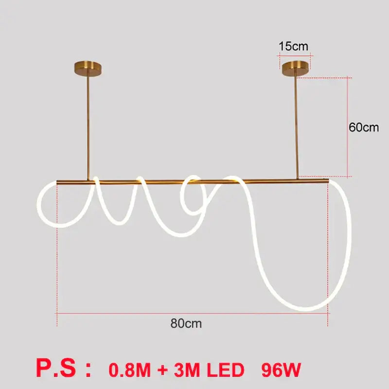 Modern gold curved led pendant lights featuring a gold-toned minimalist design with luminous led pendant strip for living room