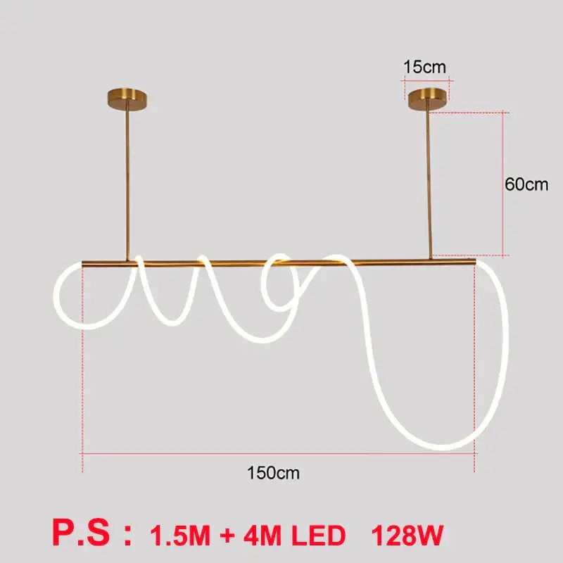 Modern gold curved led pendant lights featuring a sleek luminous led pendant design ideal for living room lighting