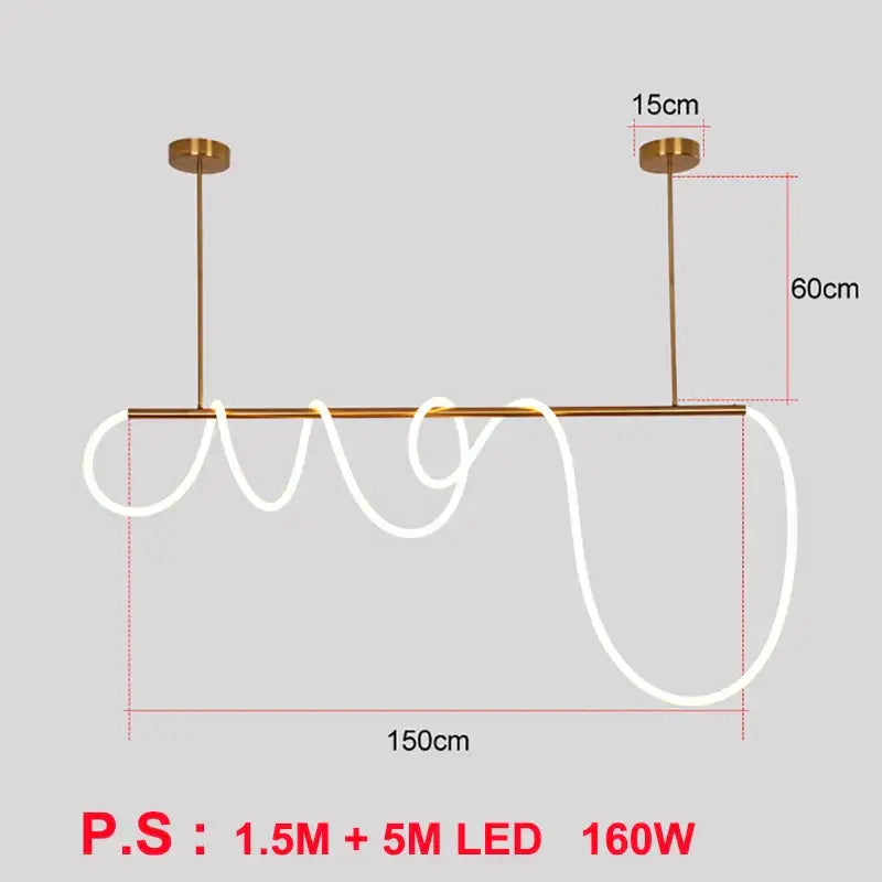 Modern gold curved led pendant lights featuring a sleek luminous led pendant design for living room illumination
