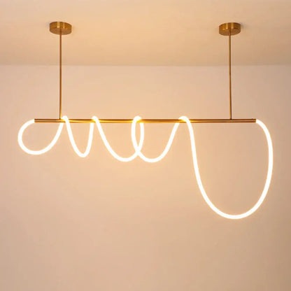 Modern gold curved led pendant lights featuring a sleek luminous led pendant design for living room use