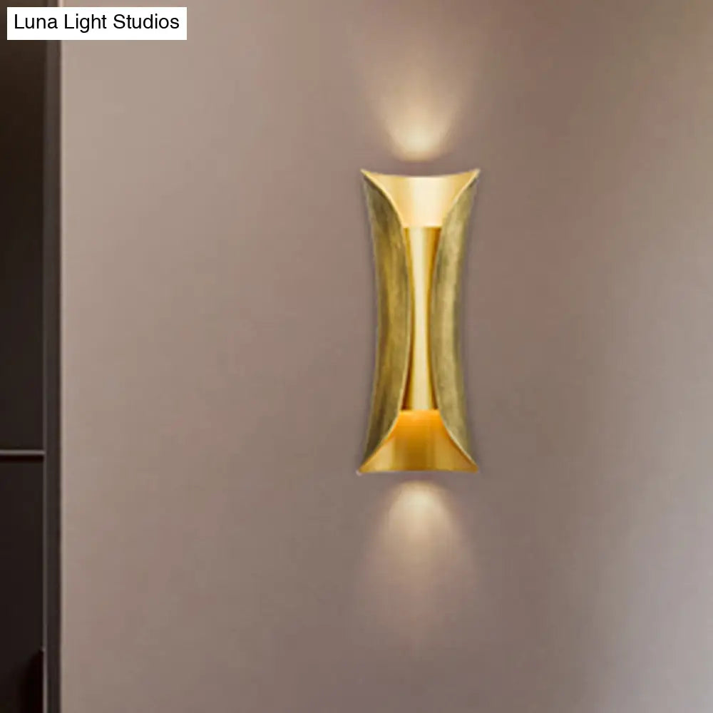 DecorBites™ DecorBites™ Modern Gold Curved LED Sconce Light - 2 Head Metal Wall Fixture for Living Room