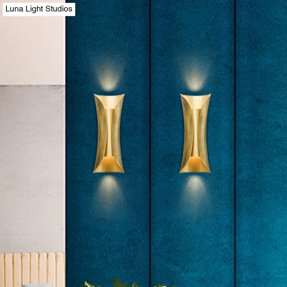 DecorBites™ DecorBites™ Modern Gold Curved LED Sconce Light - 2 Head Metal Wall Fixture for Living Room