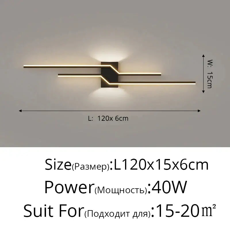Modern black and gold led wall lamp with sleek angular design for bedroom ambient lighting