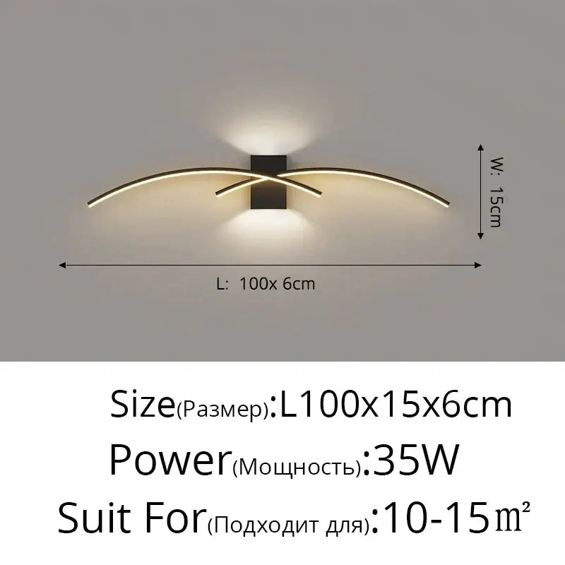 Modern black and gold led wall lamp with sleek curved arms for bedroom ambient light and stylish wall lighting
