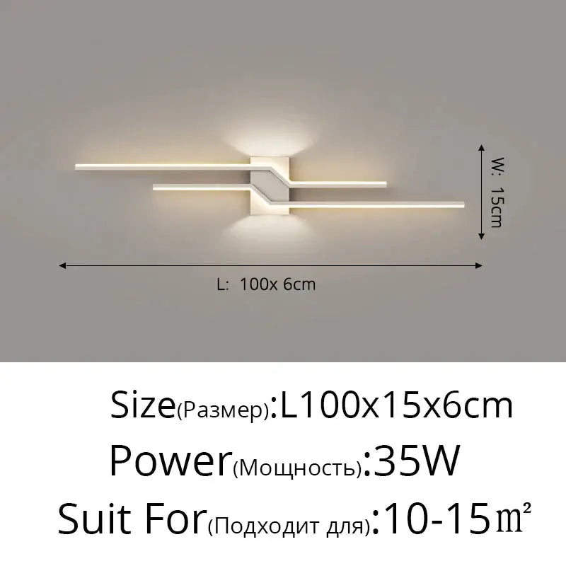 Modern white led wall lamp with sleek intersecting horizontal bars and minimalist geometric design for ambient lighting