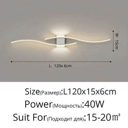 Modern white led wall lamp with sleek curved arms and central rectangular fixture for bedroom ambient light