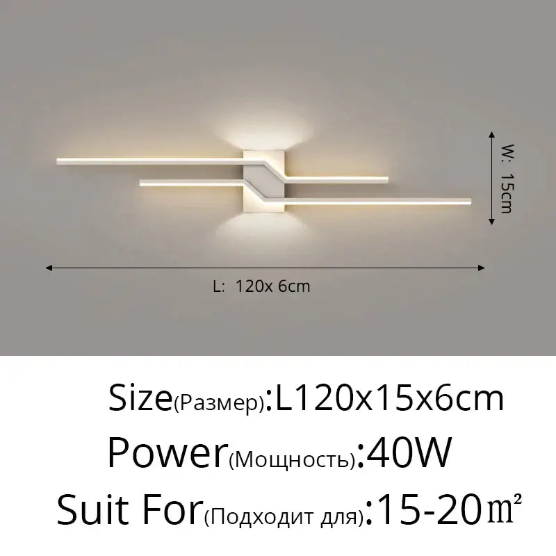 Modern white led wall lamp with sleek angular design and two horizontal light bars for bedroom ambient light