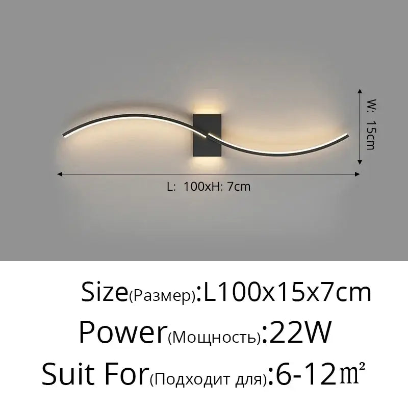 Modern black curved led wall lamp with sleek minimalist design and warm ambient lighting for living room decorbites led wall