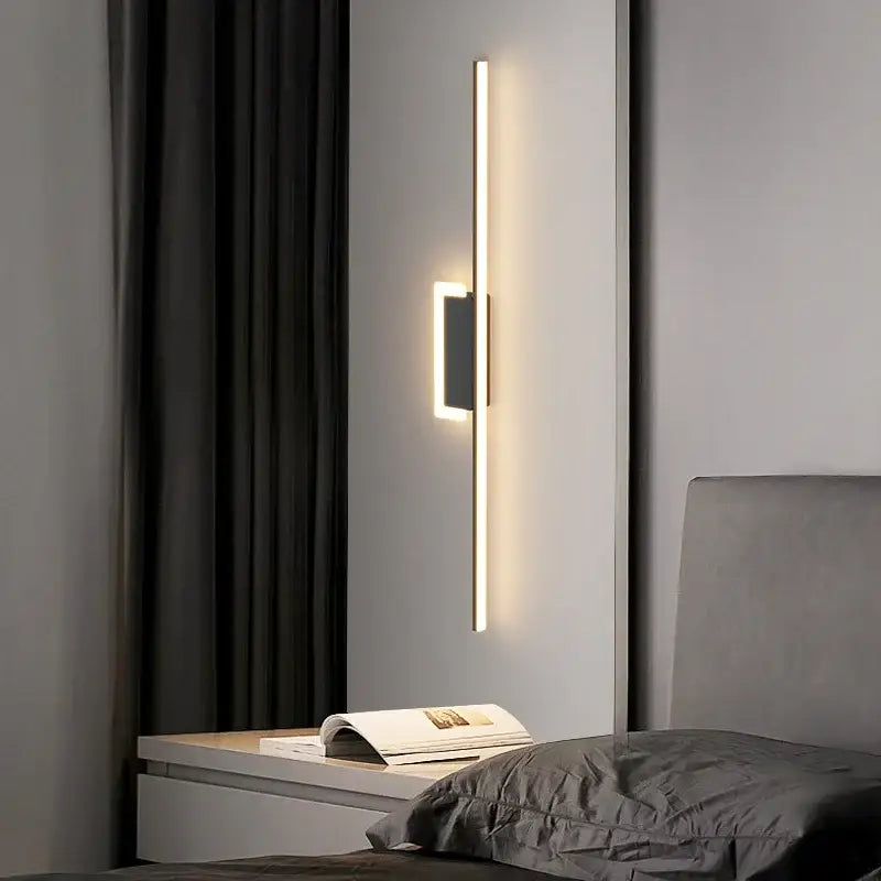 Modern gold curved led wall lamp with sleek minimalist design black base warm lighting for living room decorbites led wall