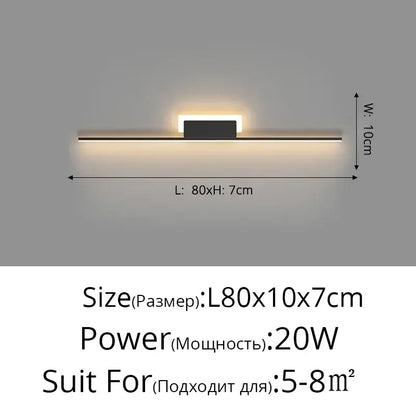 Modern black rectangular led wall lamp with warm white light for living room and bedroom decorbites led wall lighting