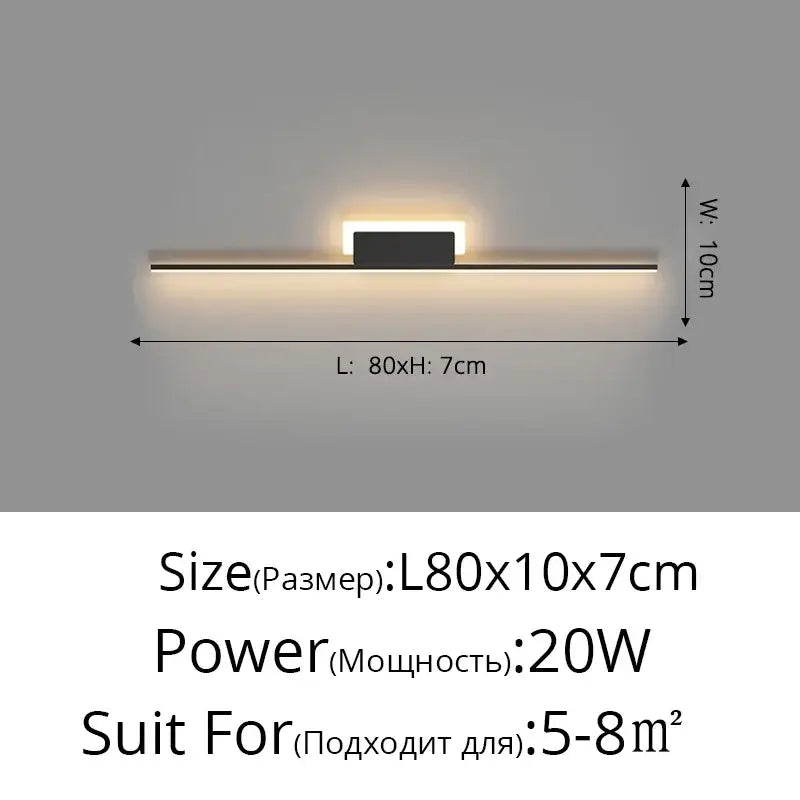Modern black rectangular led wall lamp with warm white light for living room and bedroom decorbites led wall lighting