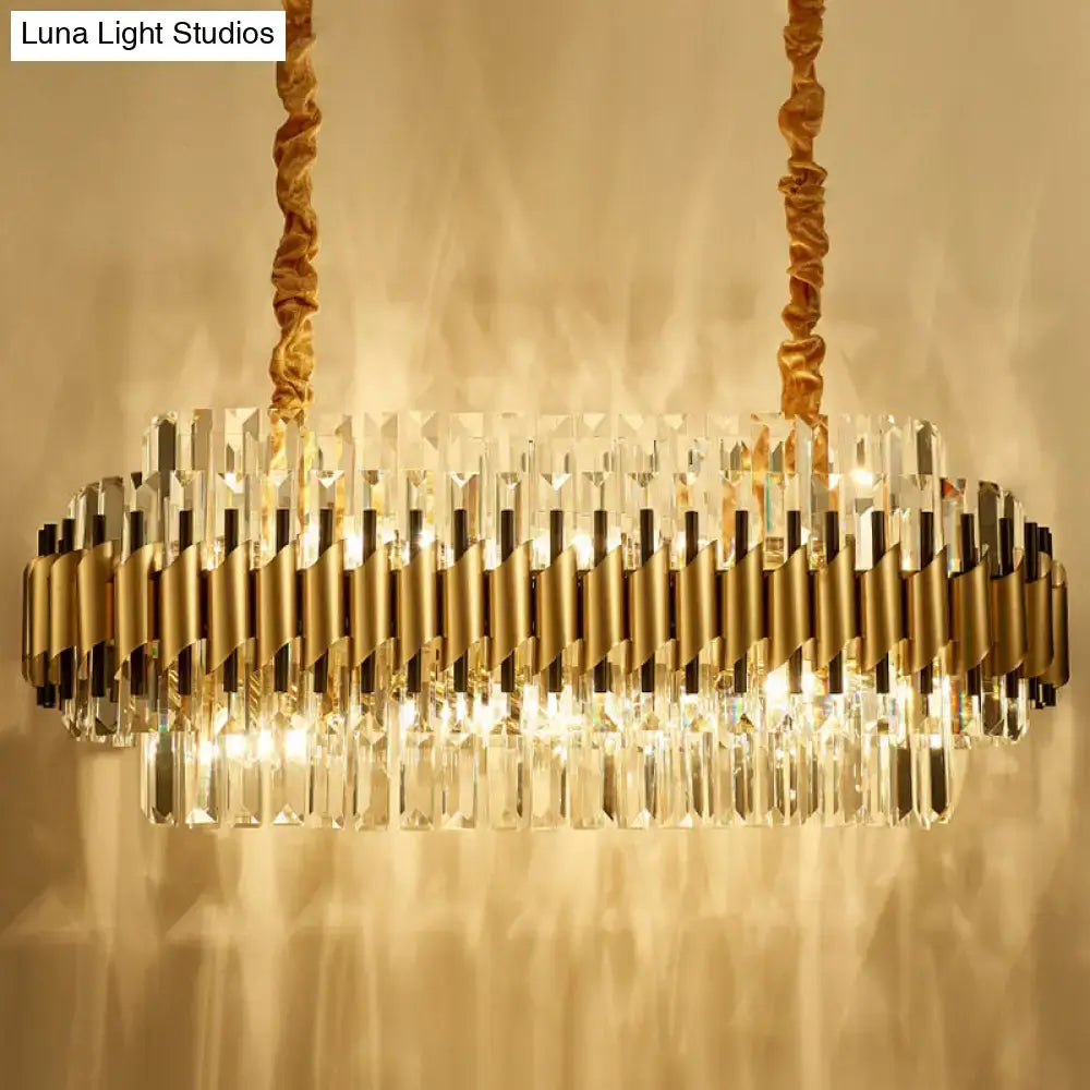 Decorbites traditional gold cut crystal chandelier light kit with 10 heads and elongated oval design