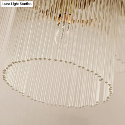 DecorBites™ DecorBites™ Modern Gold Cylinder Wall Sconce with Crystal Rod Shade – Nordic Style | Metal Wall Mount Light