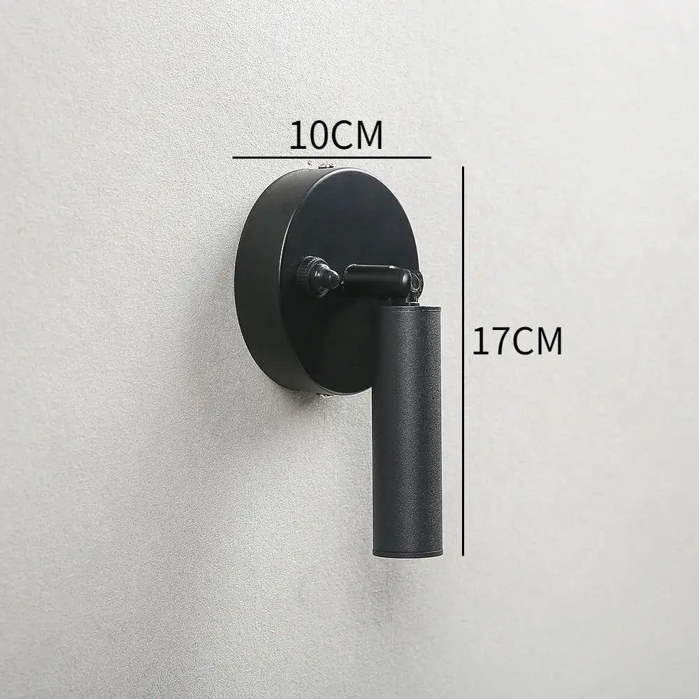 Modern gold cylindrical led wall lamp with black matte spotlight and knob switch for bedroom decorbites led wall lamp