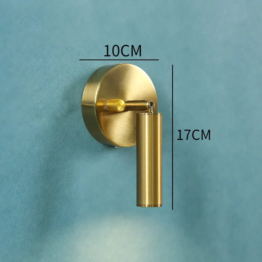 Modern gold cylindrical led wall lamp with brass finish and knob switch for bedroom decorbites led wall lamp