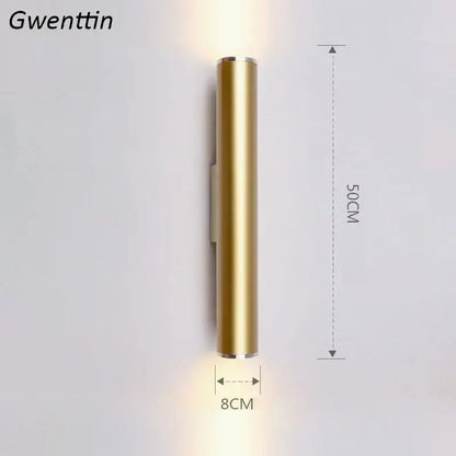 Modern gold cylindrical wall sconce light fixture with sleek design for living room wall sconce lighting