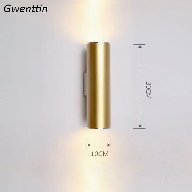 Modern gold cylindrical wall sconce light fixture with sleek design for living room wall sconce lighting