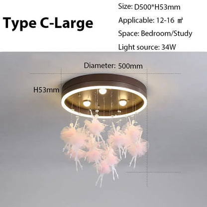 Modern gold dancing girl led chandelier with dark brown metal frame and pink fabric dancing girl led figurines decorbites decor