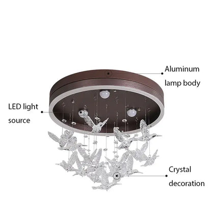 Modern gold dancing girl led chandelier with dark bronze aluminum body and clear crystal bird decorbites dancing girl design