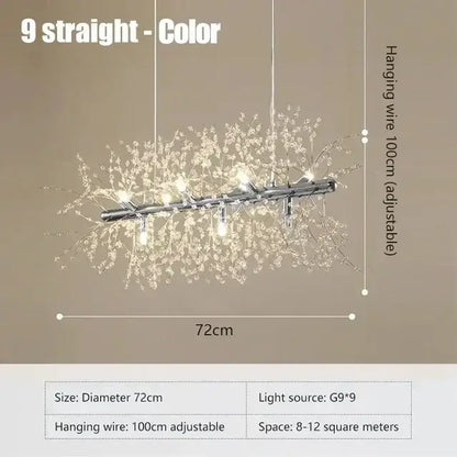 Modern gold dandelion crystal ceiling lamp with chrome finish and delicate branches for dining room decorbites dandelion crystal