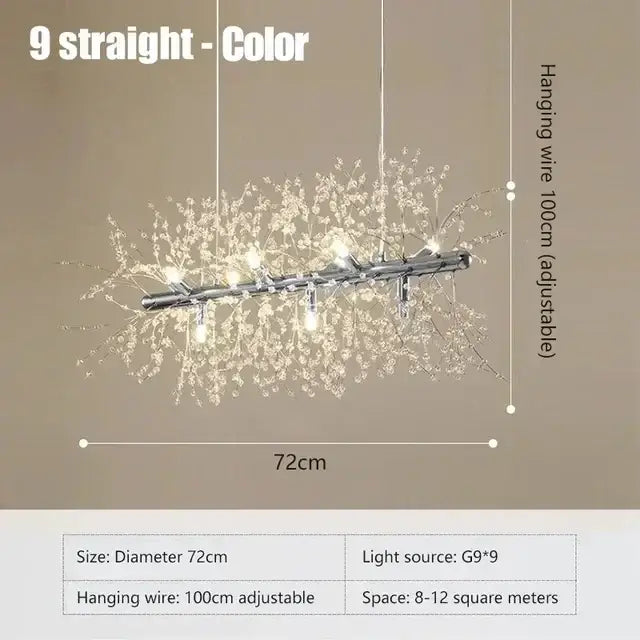 Modern gold dandelion crystal ceiling lamp with chrome finish and delicate branches for dining room decorbites dandelion crystal