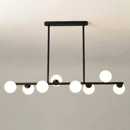 Black metal decorbites bubble ball led chandelier with six frosted glass globes for modern dining room lighting