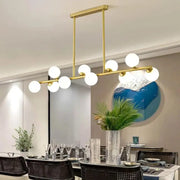 Modern gold decorbites bubble ball led hanging chandelier with spherical white glass bulbs for dining room lighting